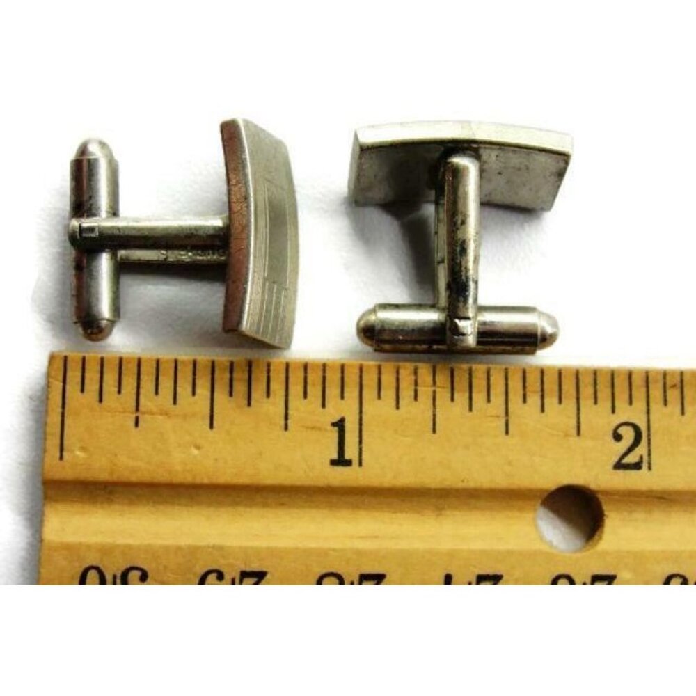 Rectangular Cufflinks With Horizontal Lines Sterl… - image 8